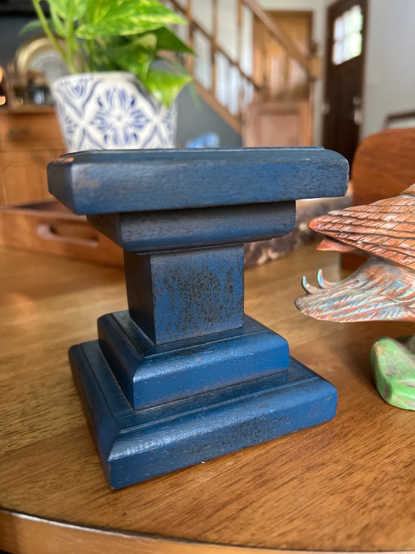 Blue Wooden riser/candle holder