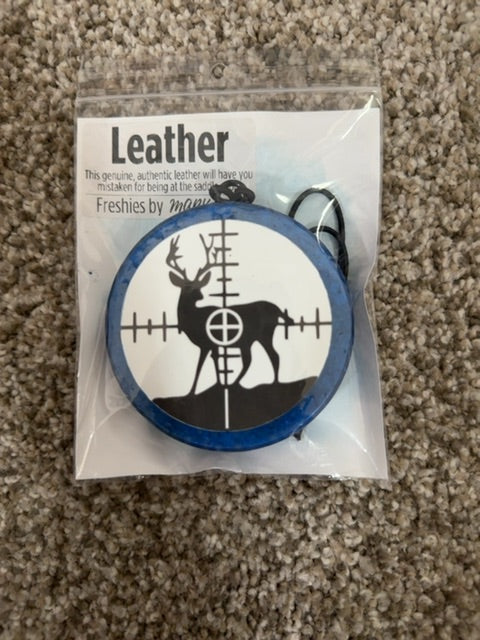 Deer Hunt Leather Freshie, Round