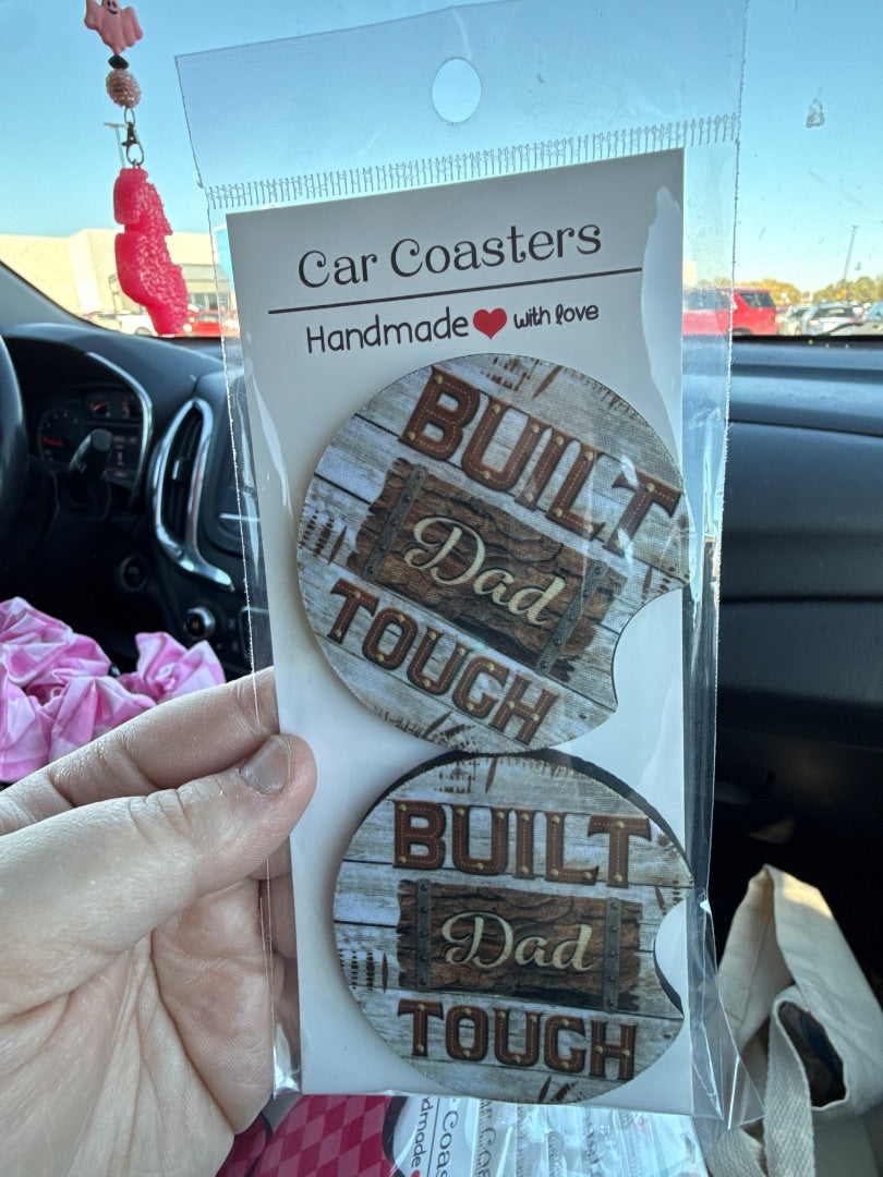 Built Dad Tough Car Coasters, Car Coaster