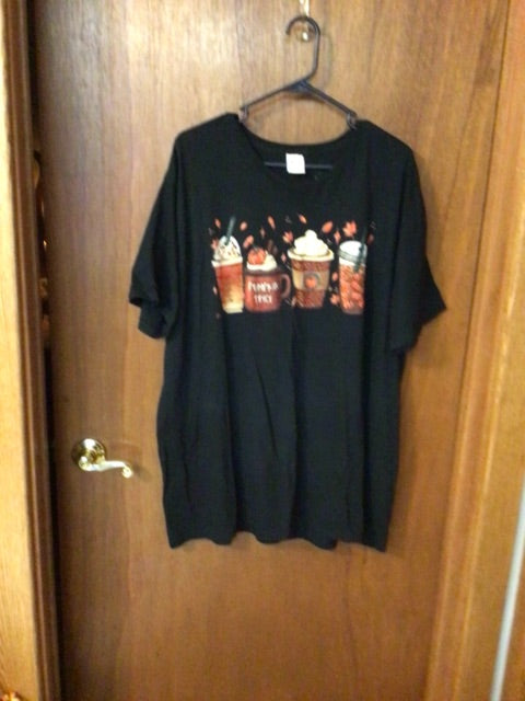 Black  Fall coffee T shirt, 2XL