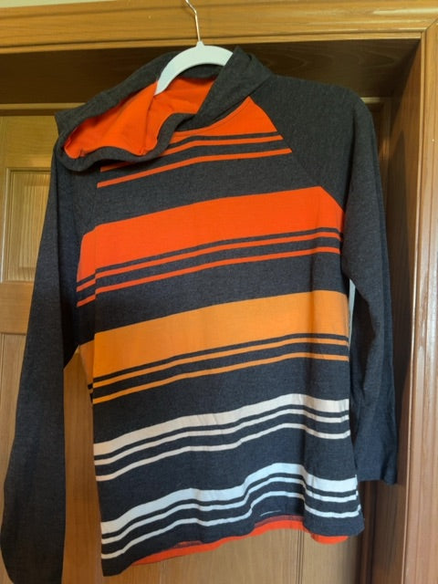 Orange/Grey Stripe Aeropostale Long sleeve Tshirt hoodie, YXL