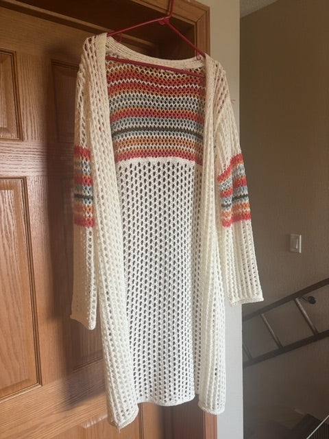 Cream with stripes POL Cardigan, Large