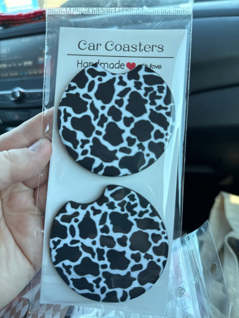 Cow print Car Coasters, Car Coaster