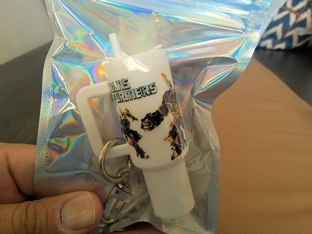 White Tumbler Keychain Grace's bead Shop