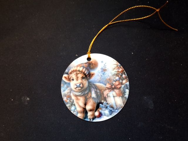 Blue Christmas ornament Blue cow (4), 3"