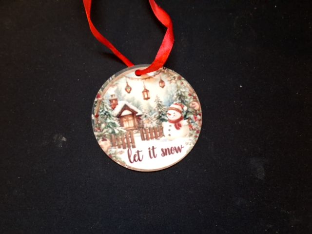 White Christmas ornament Let it snow, 3"