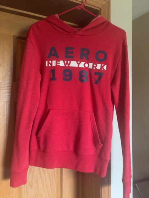 Red with navy lettering Aeropostale Hoodie, XS