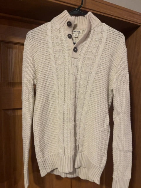 Cream Cherokee Mens Sweater (knit), Large (12/14)