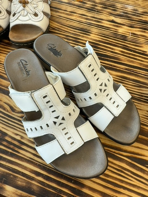White Clarks Sandals, 9