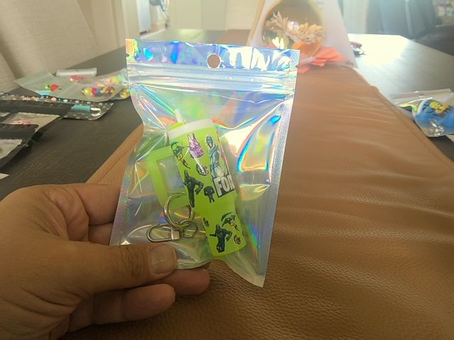 Green Tumbler Keychain Grace's bead Shop