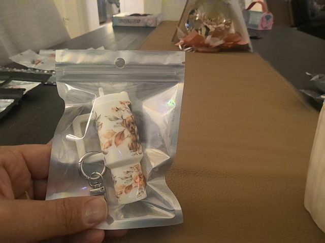 White Tumbler Keychain Grace's bead Shop
