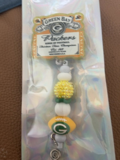 White Acrylic Badge Reel with Beads Grace's bead Shop
