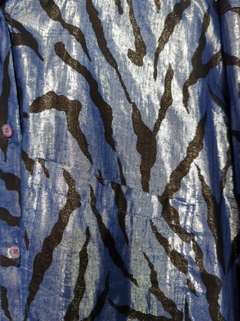 Vintage Clothing Metallic zebra long sleeve button-up, M