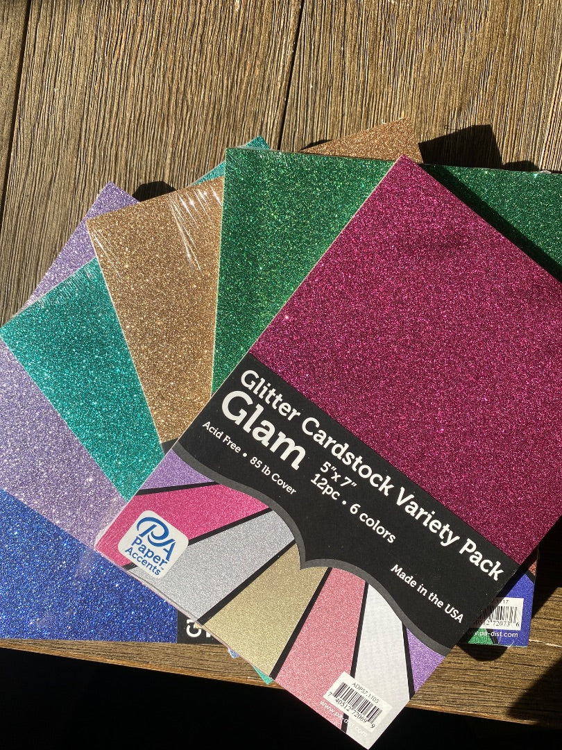 Assorted  Card stock - Glitter, 5”x7”