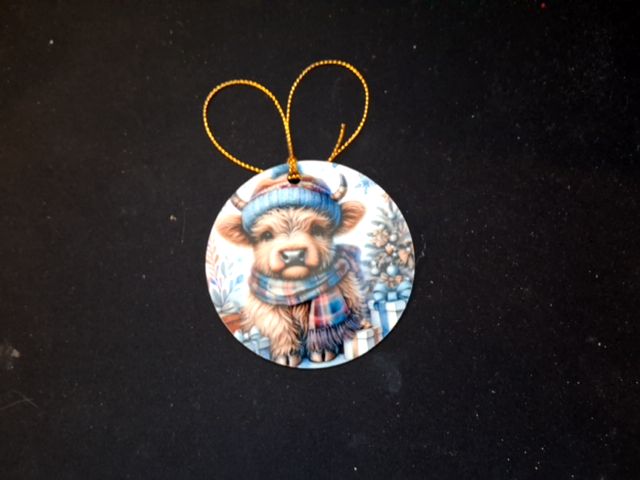 Blue Christmas Ornament Blue cow (2), 3"