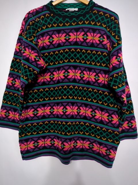 Vintage Clothing Sweater pink green, XL/XXL?