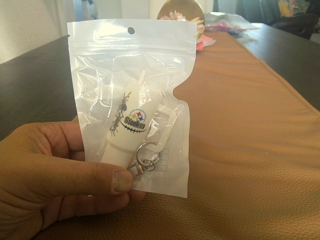 White Tumbler Keychain Grace's bead Shop