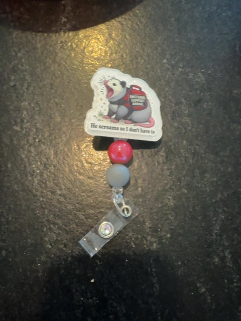 Acrylic Badge Reel with Beads Grace's bead Shop,Silver, Grace's bead Shop