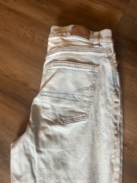 Washed Blue American Eagle Straight Jeans, 4