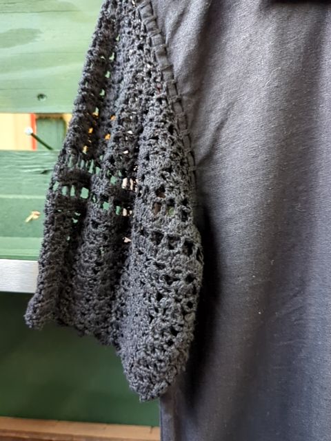 Vintage Clothing Linen/Crochet Top, M