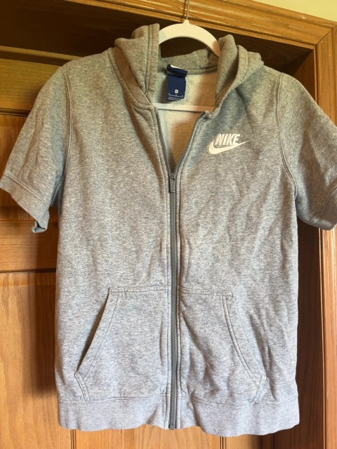 Grey Nike Zip Up short sleeve hoodie, YXL