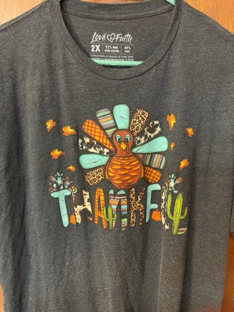 Gray dark Thanksgiving T shirt, 2XL