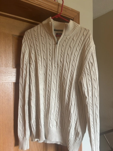 Cream IZOD Half zip up sweater, Large