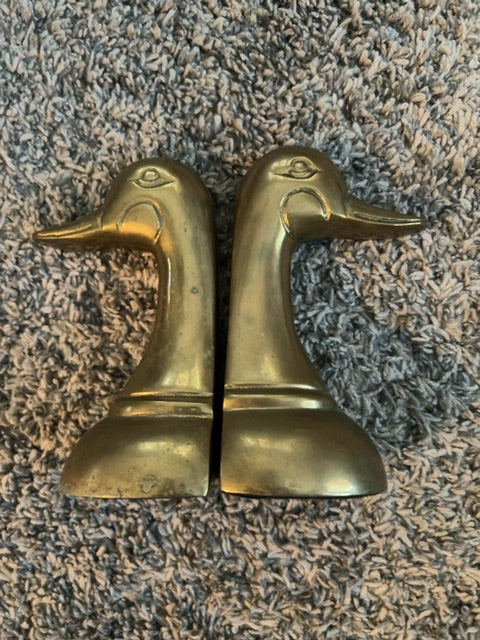 Brass Duck Head Bookend pair