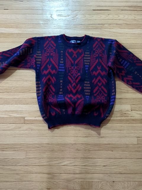 Vintage Clothing Sweater Blue Red, M
