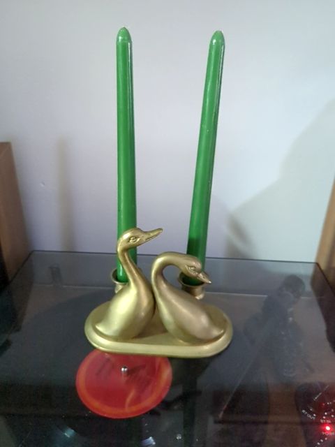 Brass Goose candlestick holder