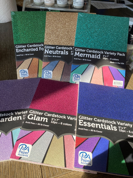 Assorted  Card stock - Glitter, 5”x7”