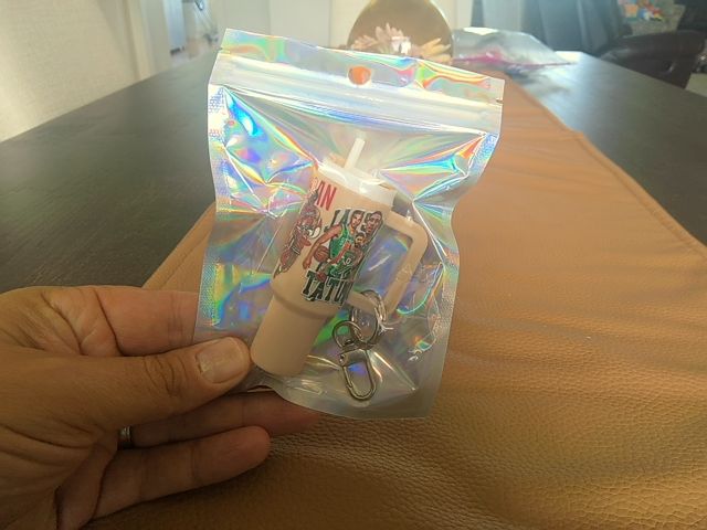 Tan Tumbler Keychain Grace's bead Shop