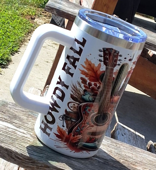 20oz  tumbler w/handle Howdy fall, 20 OZ