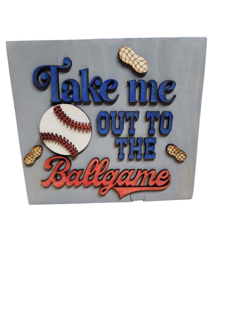 Small Town Shop Take Me Out to the Ballgame Block, 5x5