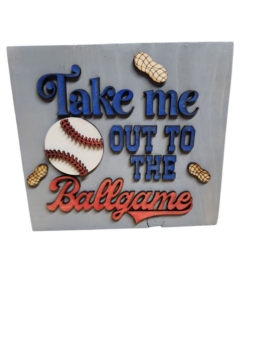 Small Town Shop Take Me Out to the Ballgame Block, 5x5