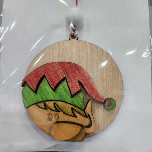 Small Town Shop Elf Wooden Ornament