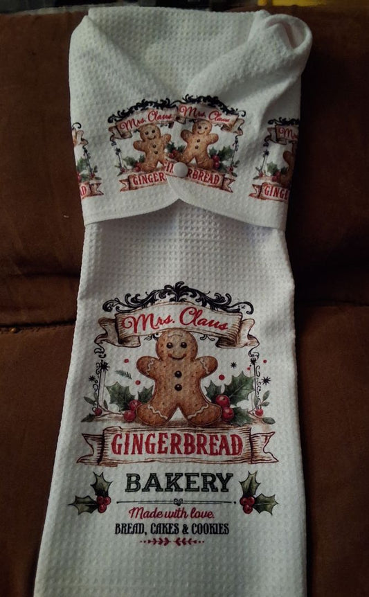 Christmas Hand towel with snap Gingerbread hand towel, 16 x 28