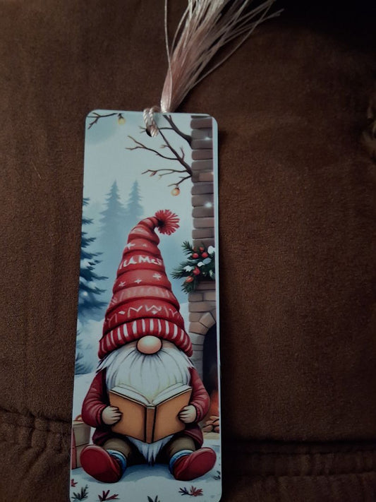 Winter Bookmark Winter gnome (red hat), 2 x 5.5"