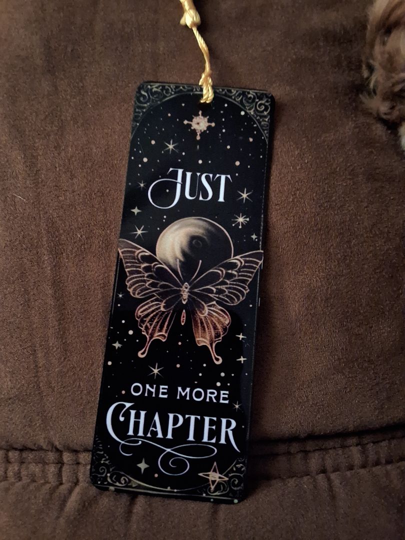 Bookmark Just one more chapter  gold butterfly, 2 x 5.5"