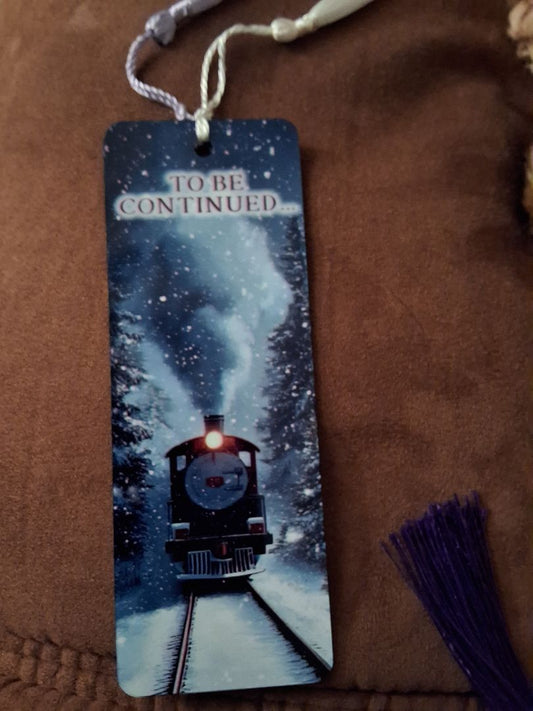 Winter Bookmark Train coming down the track, 2 x 5.5"