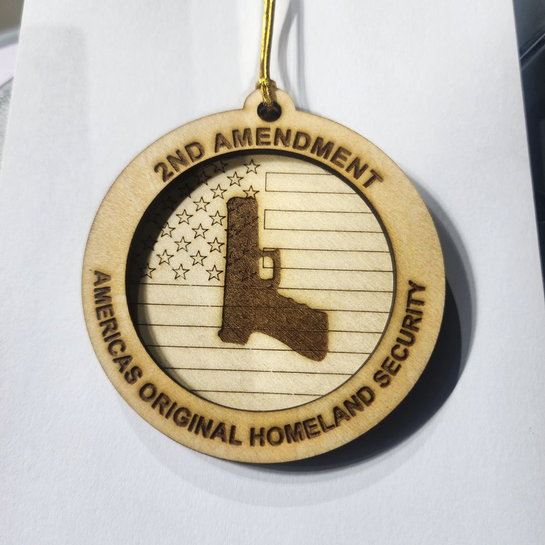 Small Town Shop 2nd Amendment Wooden Ornament