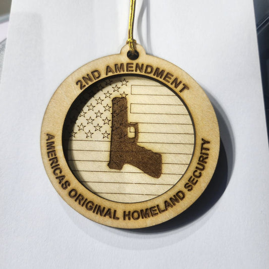 Small Town Shop 2nd Amendment Wooden Ornament