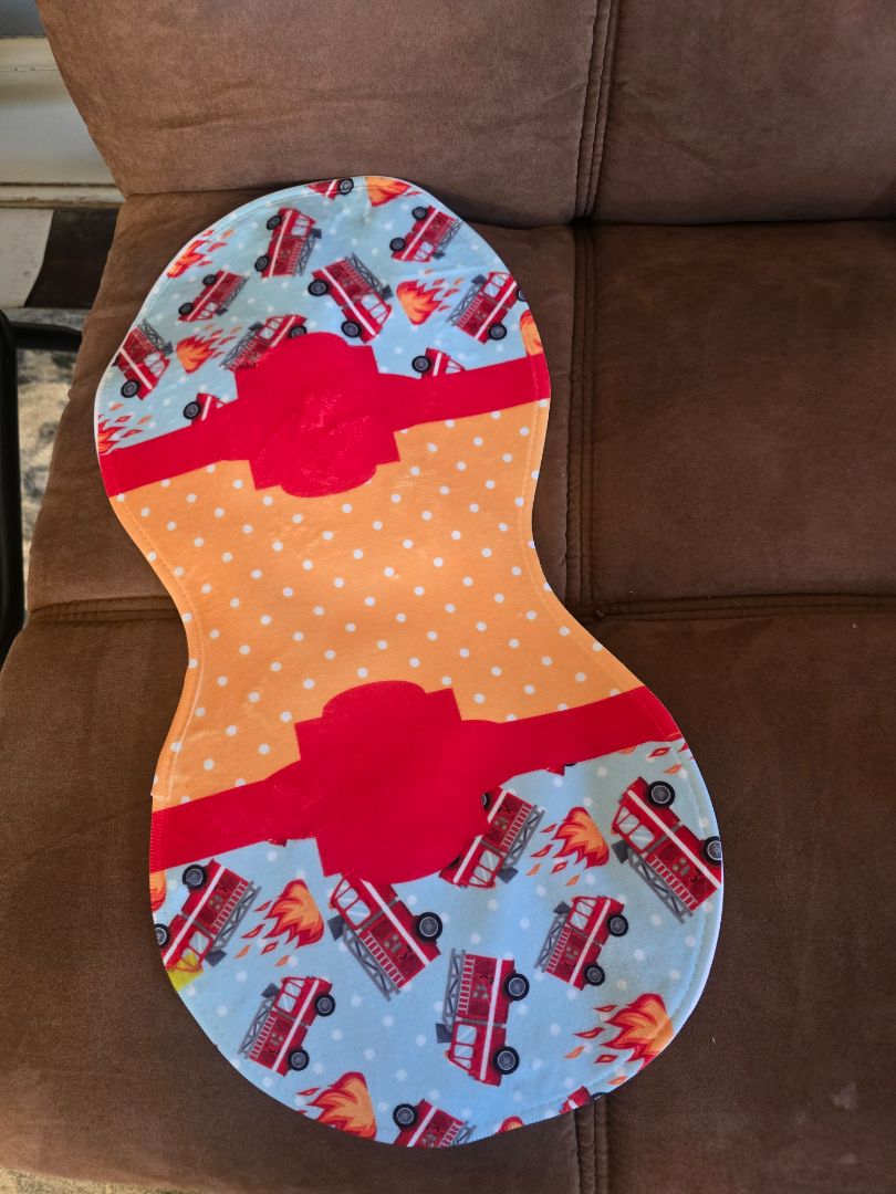 I Firetruck bib and burp cloth set