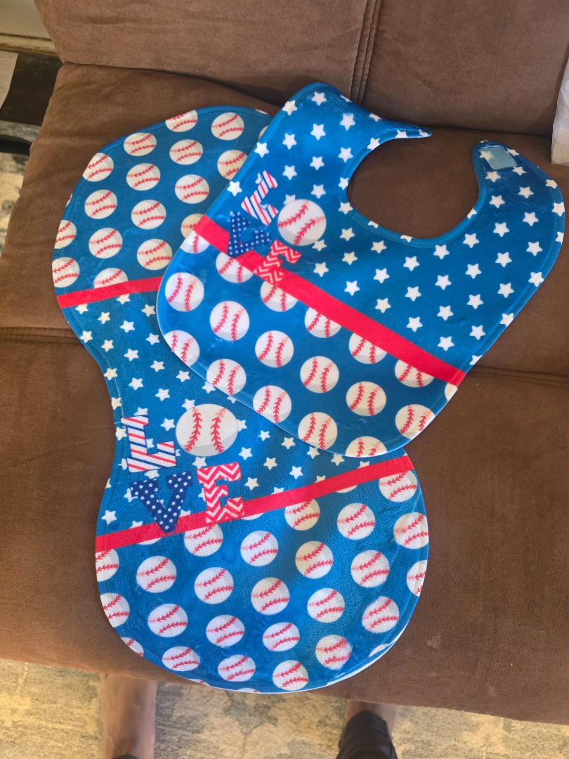 Baby Love baseball bib and birp cloth set