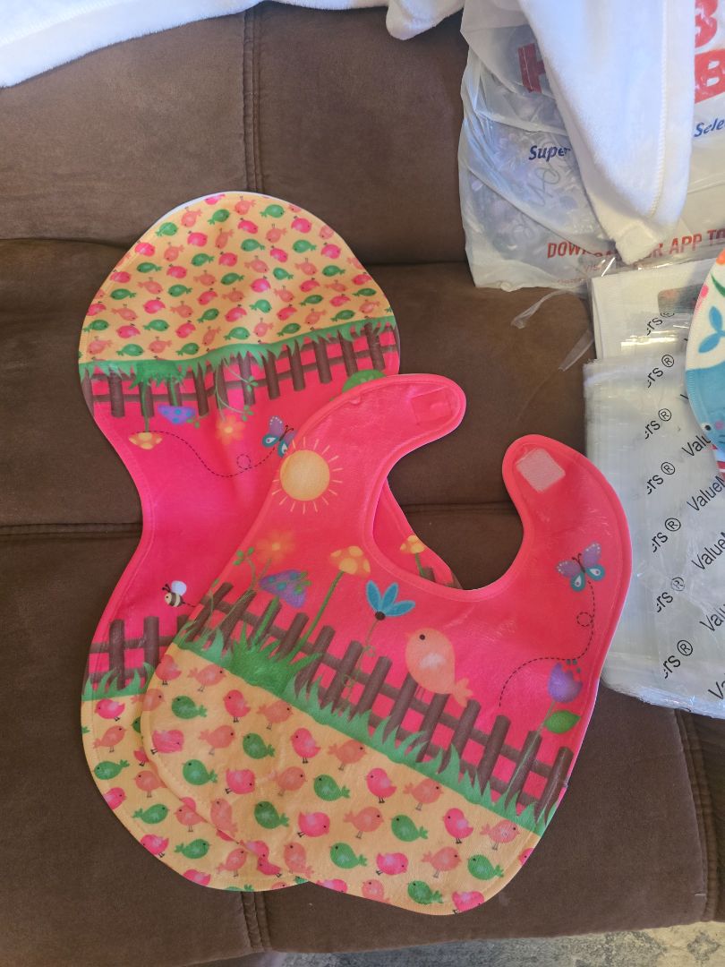 Baby Colorful birdie bib and burp cloth