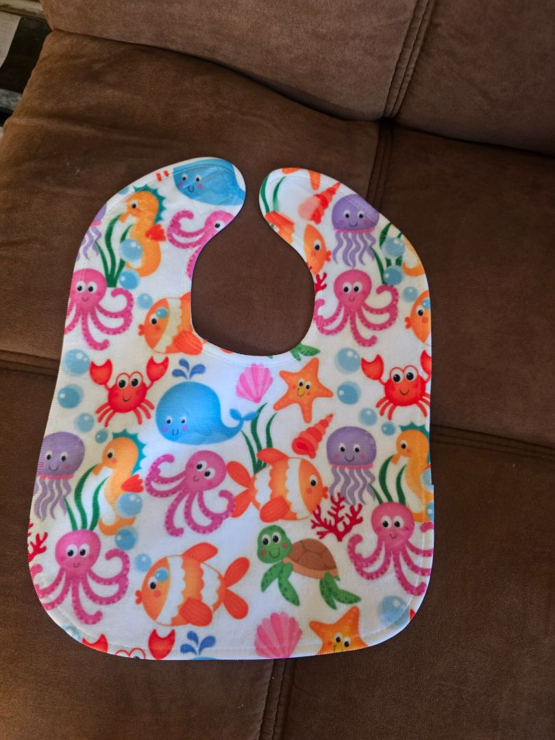 Multi color Baby Colorful sea animal bib and birp cloth