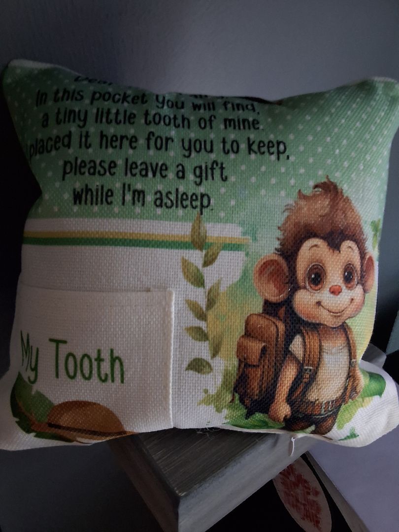 Tooth fairy Pillow Monkey tooth fairy pillow, 8x8