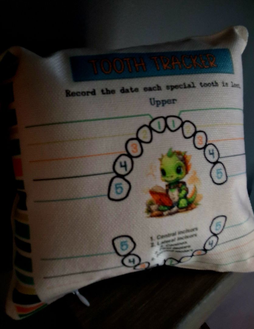Tooth fairy Pillow Dinosaur tooth fairy pillow, 8x8