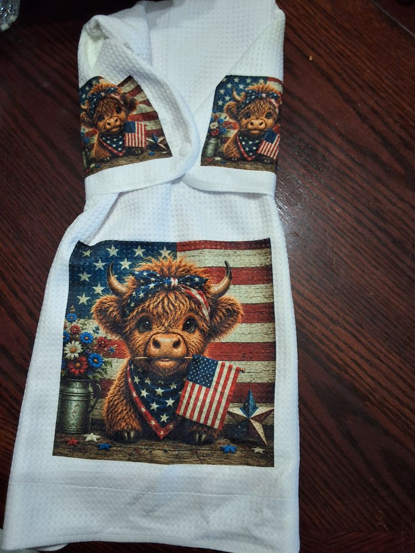 Hand towel with snap Holstien patriotic