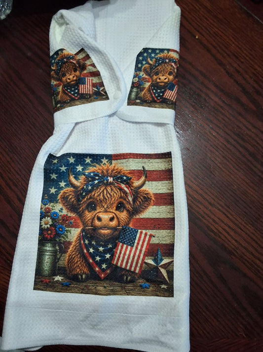 Hand towel with snap Holstien patriotic